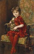 Alois Hans Schram Young Girl with Doll USA oil painting artist